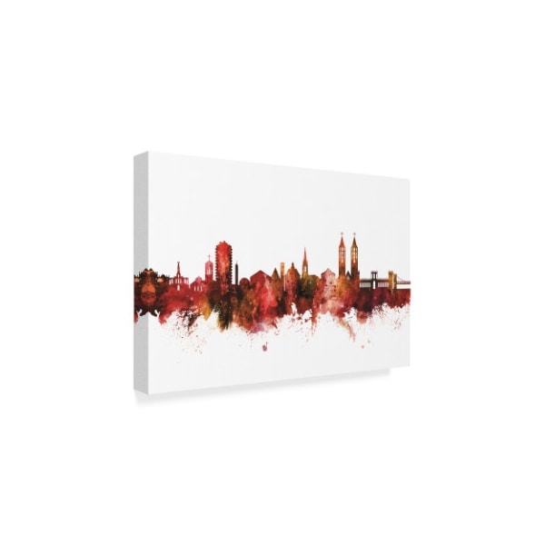 Michael Tompsett 'Kassel Germany Skyline Red' Canvas Art,30x47